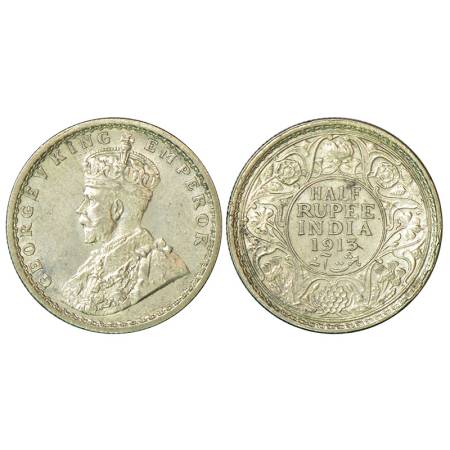 George V, silver ½ rupee, 1913, Calcutta mint, no mint mark, PR 320, GK 1048, 5.84g. Extre