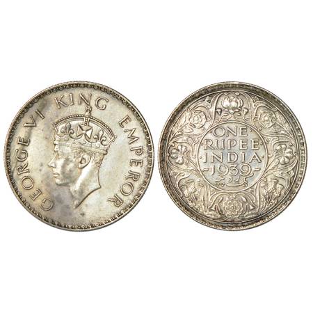 George VI, silver rupee, 1939, Bombay mint, dot, head type II, PR 235; GK 1256, 11.67g. Ex