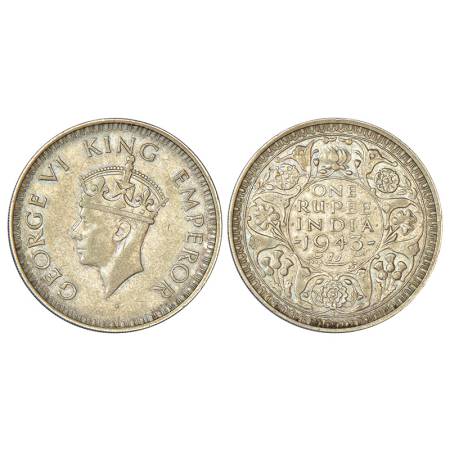 George VI, half silver rupee, 1943, Bombay mint, A(b)/II, diamond, large 3, this coin has 