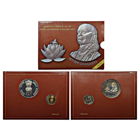 2011, Income Tax - 150 Years of Building India, UNC set of 2 coins, 150 rupees and 5 rupee