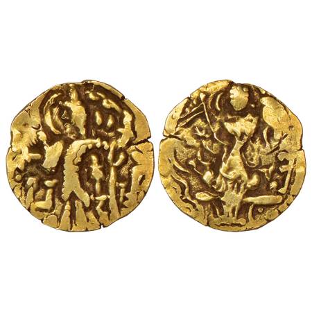 Kidarite Huns in Kashmir - base gold dinar in the name of 'Kidara', middle series, (c.350-