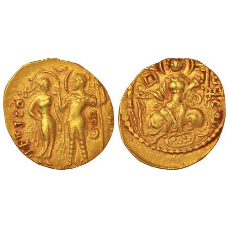 Gupta Empire - gold dinar of Samudra Gupta (c.350-375 AD), 'King and Queen' type, Altekar 