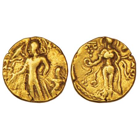 Gupta Empire, gold dinar of Chandra Gupta II (c.375-415 AD), 'Chhatra' type, Altekar Class