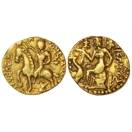 Gupta Empire, gold dinar of Kumara Gupta (c.415-450 AD), 'Horseman' type, Altekar Class II