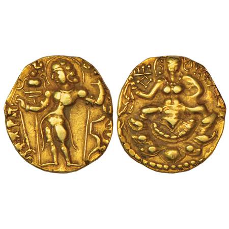 Gupta Empire, gold dinar of Kumara Gupta (c.415-450 AD), 'Archer' type, Altekar Class IV, 