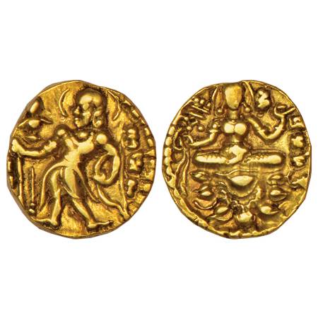 Gupta Empire, gold dinar of Kumara Gupta I (c.415-450 AD), 'Archer' type, Altekar Class II