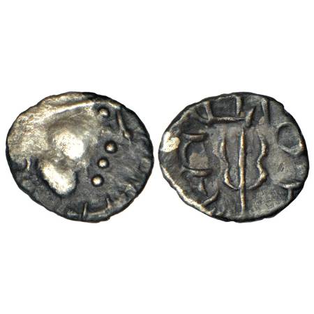 Sindh and lower Punjab, Yashaditya (600-700 AD), silver drachm coinage, 0.35g. Obv: Bust o