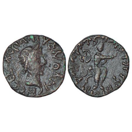 Kushans, copper drachm of Kujula Kadphises (c.30-80 AD), 'Roman head' type, MAC 2875-2879,