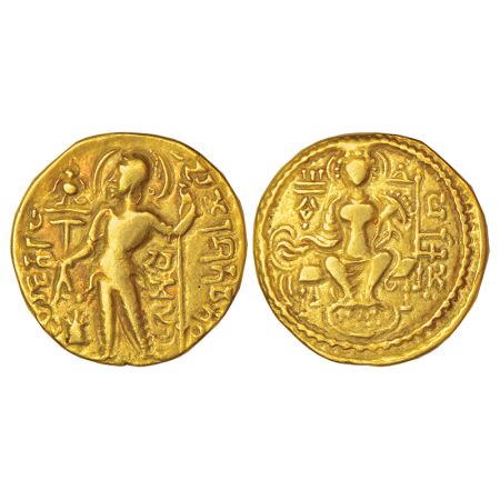Gupta Empire, gold dinar of Samudra Gupta (c.350-375 AD), 'Javelin' type, S. Kumar Class I