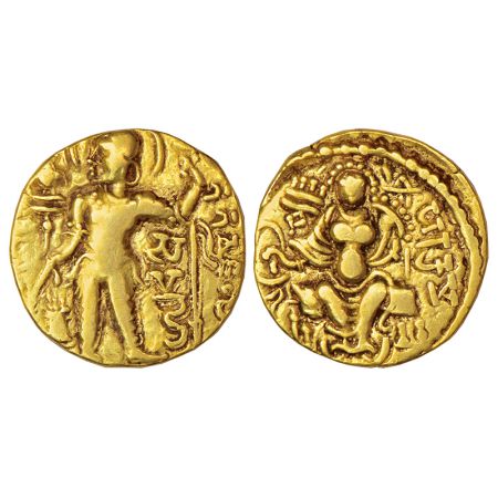 Gupta Empire, gold dinar of Samudra Gupta (c.350-375 AD), 'Javelin' type, S. Kumar Class I