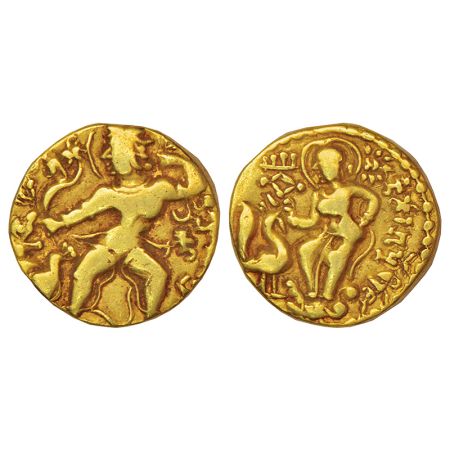 Gupta Empire, gold dinar of Kumara Gupta I (c.415-450 AD), 'Tiger-slayer' type, Altekar va