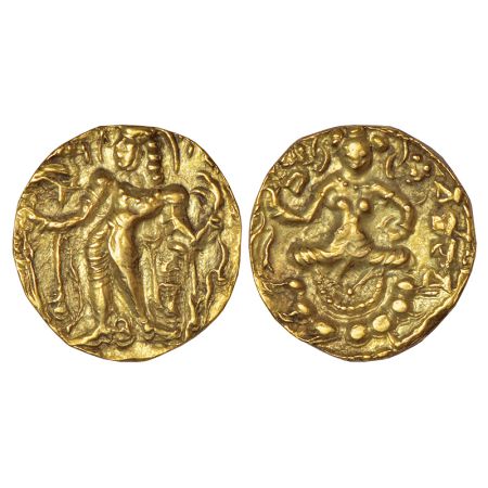 Gupta Empire, gold dinar of Narasimha Gupta (c.518-530 AD), 'Archer' type, BMC pl. XXII, 1