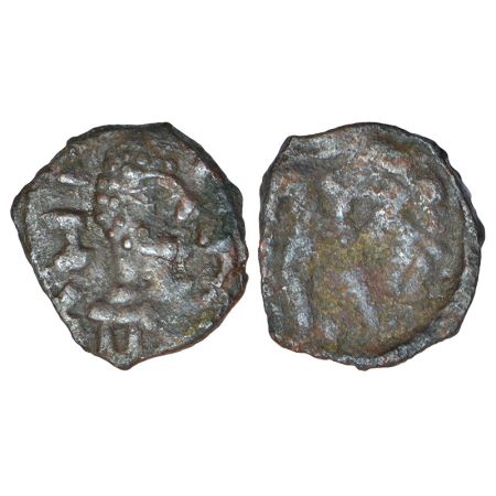 Hunnic votive coinage of Kashmir Smast - copper coin in the name of Toramana (c.500-550 AD