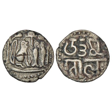 Chola Kings, silver kahavanu of Uttama Chola (973-985 AD), MCSI-II 324-329, 3.64g. Obv: Ch