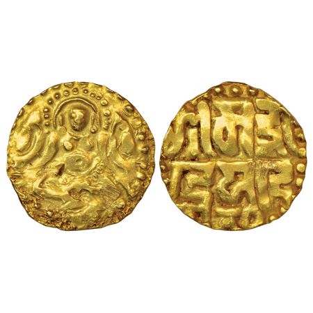 Kalachuris of Tripuri, gold 4½ masha coin of Gangeya Deva (1015-1040 AD), Deyell 119b, 4.1