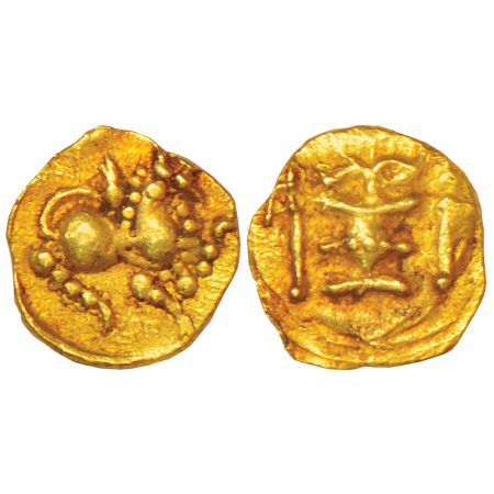 Santaras of Malenadu/Central Karnataka - uninscribed gold fanam, (c.1100-1200 AD), unpubli