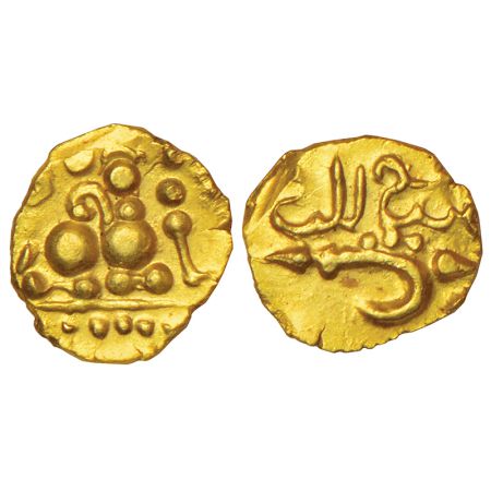 Telugu Chodas of Nellore as feudatories of Nolambas, gold fanam, 'Bhuja' series, (c.1100-1
