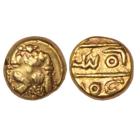 Pre-Vijayanagara period (1250-1300 AD), base gold Hon from south Karnataka/west Andhra reg