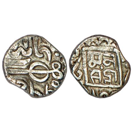 Tomars of Gwalior, billon fractional tanka of Man Singh Tomar (1486-1516 AD), 3.47g. Obv: 