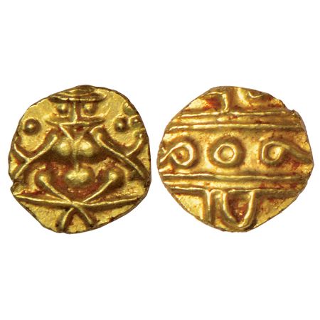 Kingdom of Mysore, gold fanam of Kanthirava Narasa Raya (1638-1662 AD), MCSI-I 910-911, 0.