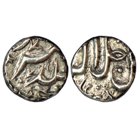 Akbar (1556-1605) - silver ½ Kori, mintless and dateless, with Allahu Akbar/Jalla Jalalahu