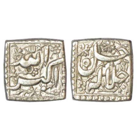 Akbar (1556-1605 AD), silver square rupee, mintless and dateless type, KM 91.1, 11.35g, wi