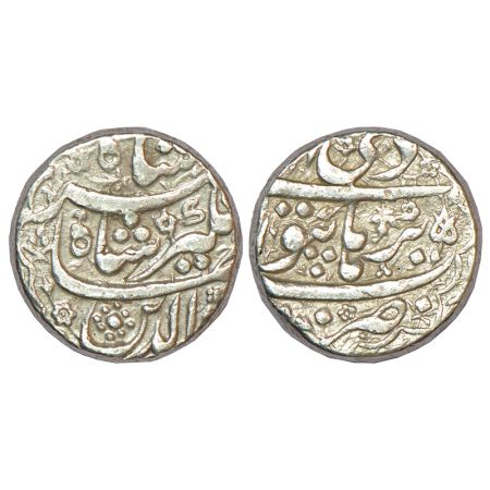 Jahangir (1605-1627 AD), silver rupee, Burhanpur mint, month Di, KM 145.5, 11.37g. Decorat