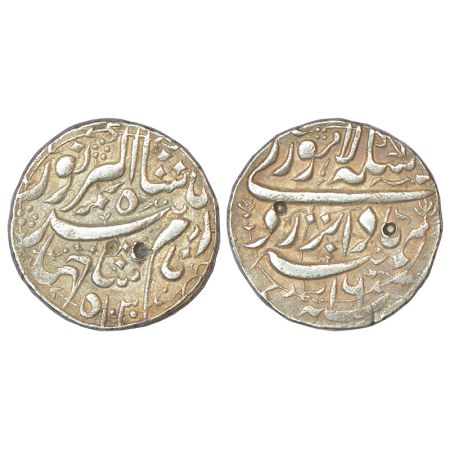 Jahangir (1605-1627 AD), silver rupee, Lahore mint at top, 'Badabar' couplet, AH 1030/RY 1