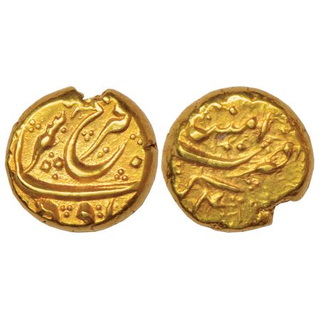 Farrukhsiyar (1713-1719 AD), gold pagoda, Imtiyazgarh mint, RY 4, KM 385.3, 3.34g. Extreme