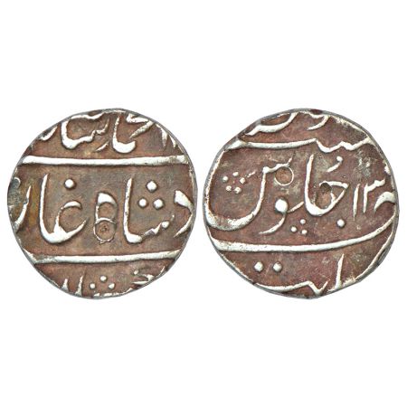Muhammad Shah (1719-1748 AD), silver ½ rupee, Khambayat mint, RY 13, KM 433.3, 5.65g. Good