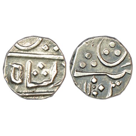 Maratha Confederacy, silver ½ rupee, Muhiabad urf Poona mint (off flan), in the name of Sh