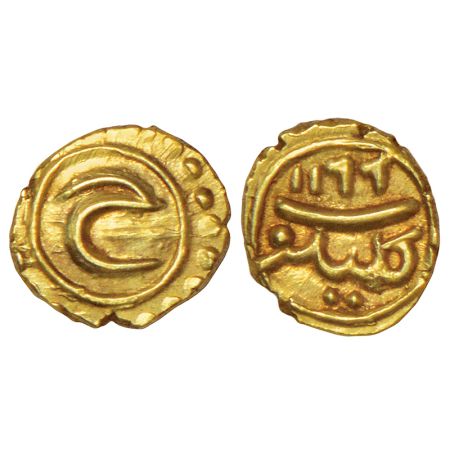 Mysore, Tipu Sultan (1782-1799 AD), gold fanam, Kalikut mint, AM 1199, Persian 'He' on obv