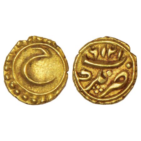 Mysore, Tipu Sultan (1782-1799 AD), gold fanam, Nagar mint, AM 1216, Persian 'He' on obver