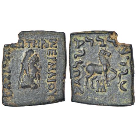 Indo-Greeks, copper coin of Hermaios (c.90-70 BC), BN series 9, 7.88g. Obv: Bust of bearde