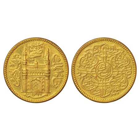 Hyderabad, Mir Usman Ali Khan (1911-1948 AD), gold ashrafi, Hyderabad mint, AH 1366/RY 37,