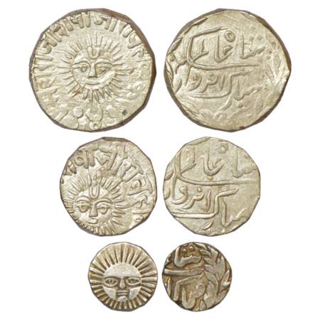 Indore, Shivaji Rao (1886-1903 AD), silver coins (3), 1x 1 rupee, VS 1947, 11.19g, 1x ½ ru