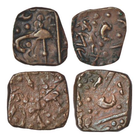 Lunawada, Dalel Singh (1851-1867 AD), copper square ½ paisa, 2.81g and 1 paisa, 7.96g, umb