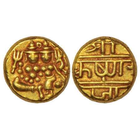 Mysore, Krishnaraja Wodeyar (1799-1868 AD), gold pagoda, KM C210, 3.41g. Obv: Shiva Parvat