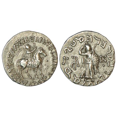 Indo-Scythians, silver tetradrachm of Azes (c.58-12 BC), ISCH 96.41T, 9.05g. Obv: king on 