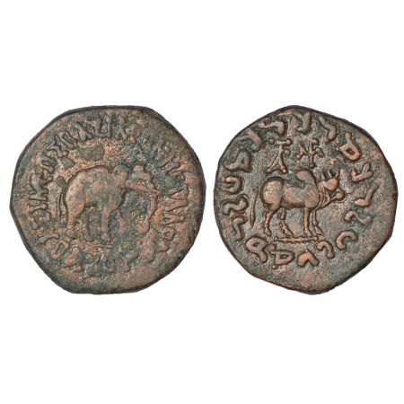 Indo-Scythians, copper (heavy weight) unit of Azes (c.45-12BC), ISCH 100.10, 13.81g. Obv: 