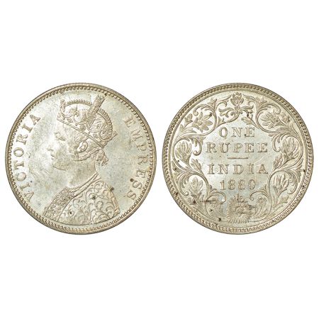 Victoria Empress, silver rupee, 1880, Bombay mint, A3/II(i)/dot, unlisted in PR; GK 465, 1