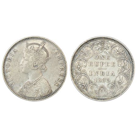 Victoria Empress, silver rupee, 1885, Bombay mint, A1/II (i), 'B' raised, unlisted in PR, 