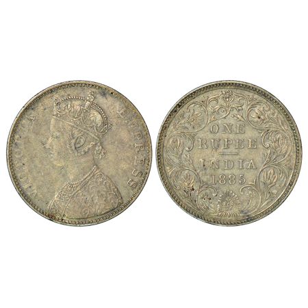 Victoria Empress, silver rupee, 1885, Bombay mint, A1/II (i), 'B' raised, unlisted in PR, 