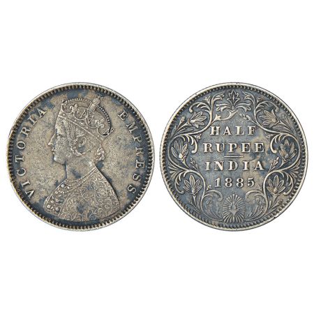Victoria Empress, silver ½ rupee, 1885, Bombay mint, A/II, 'B' raised & dot, unlisted in P