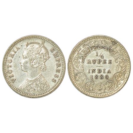 Victoria Empress, silver ¼ rupee, 1889, Calcutta mint, C/II/'C' incused, PR 394, GK 716, 2
