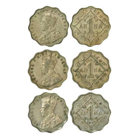 George V, cupro-nickel 1 anna (3), 2x Bombay mint, 1920, no mint mark, PR 950, GK 1150, 3.