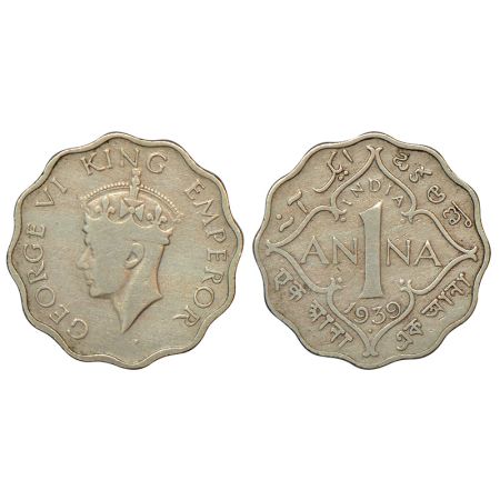 George VI, cupro-nickel 1 anna, 1939, Bombay mint, head type II, unlisted in PR, GK 1380, 