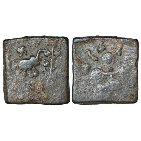 Satavahanas, alloyed heavy weight copper coin of 'elephant' type from Vidarbha region, att