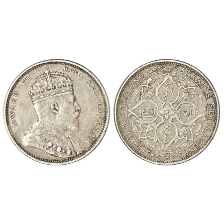 Straits Settlements, Edward VII, silver dollar, AD 1904, KM 25, 26.78g. Obv: Portrait bust