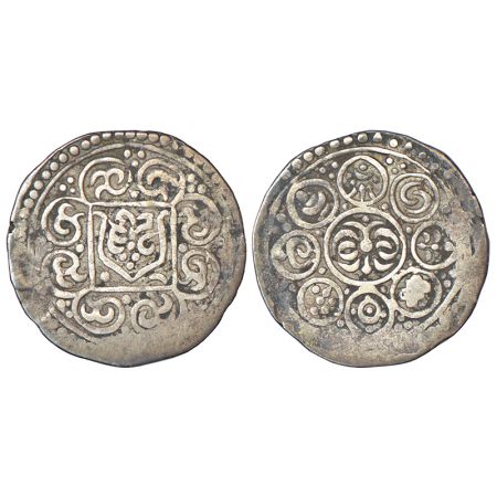 Tibet, Ganden Phodrang (1820-1829 AD), silver 1 tangka, (Kong-Par tangka), date CD 13-46, 